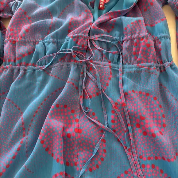 Staud-Blue and Pink Shelby Long-sleeve Printed Maxi Dress - Picture 4 of 6